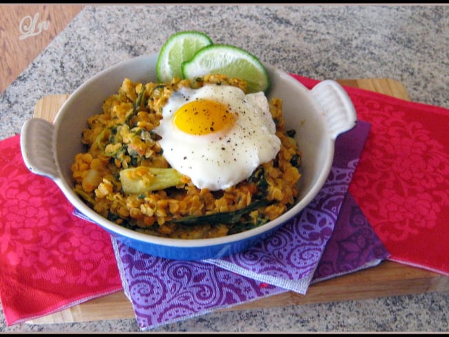 Dahl végétarien aux épinards et pak choi