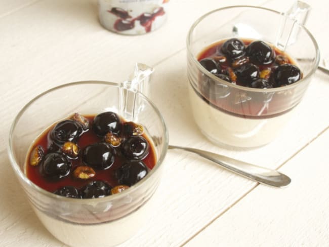 Panna cotta pistache et cerises