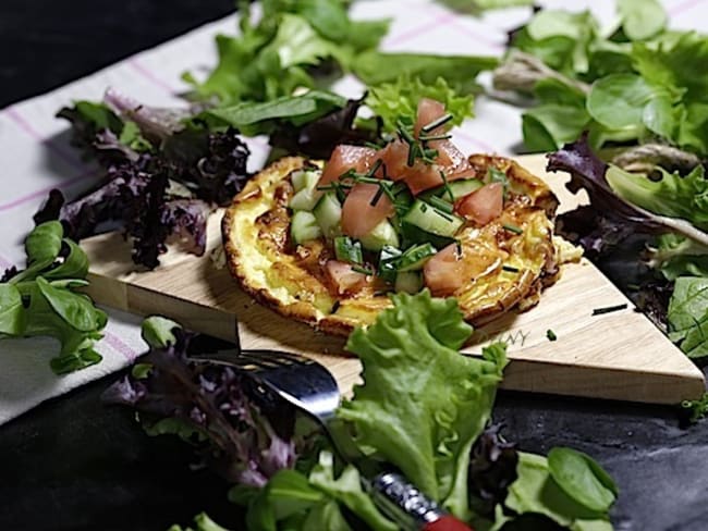 Galette de ricotta aux herbes et tartare de légumes