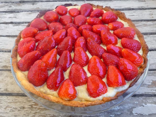 Tarte aux fraises crème à la pistache