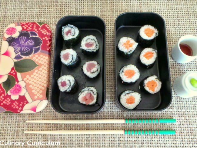 Sushis et makis au saumon et au thon