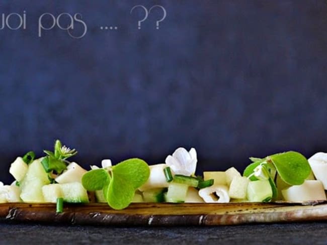 Couteaux de mer, concombre, pomme, oxalis, mouron des oiseaux et alliaire