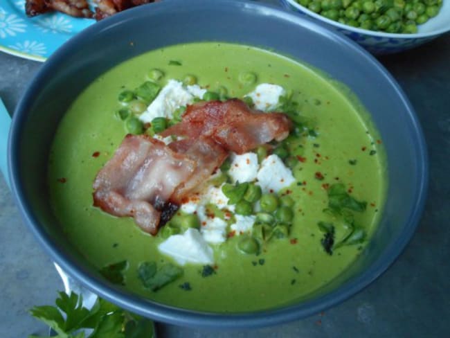 Velouté de petits pois à la feta