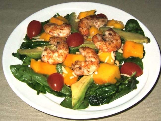 Salade exotique aux gambas