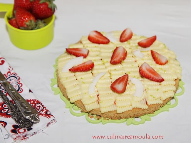 Tarte citron, fraises et noix de coco