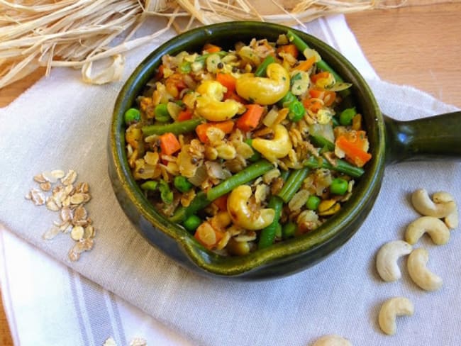 Upma à l'avoine et aux petits légumes