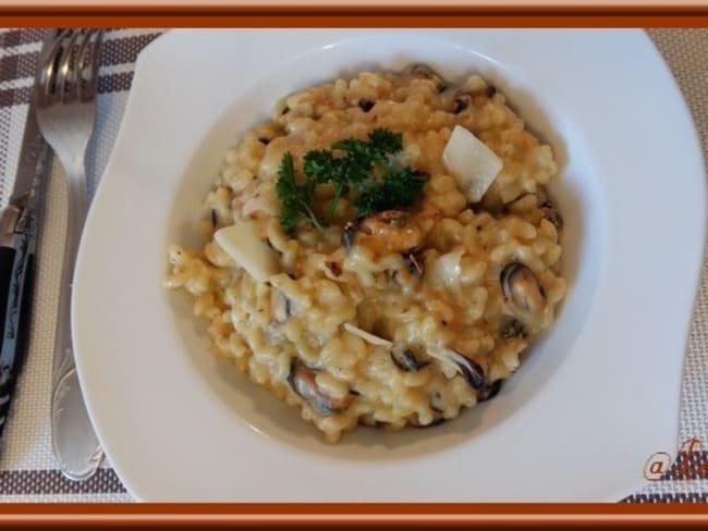 Coquillettes aux moules façon risotto.