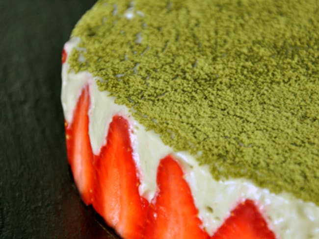 Fraisier matcha vegan