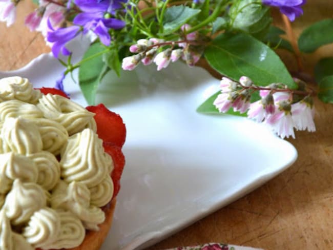 Tartelettes aux fraises et Crème pistache mascarpone