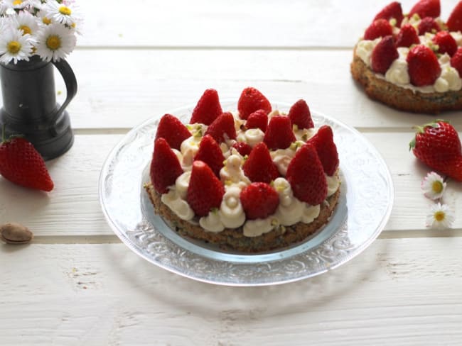 Tartelettes à la fraise, pistache et mascarpone