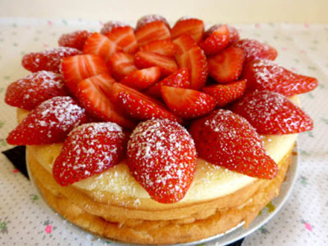 Gâteau au fromage blanc et aux fraises