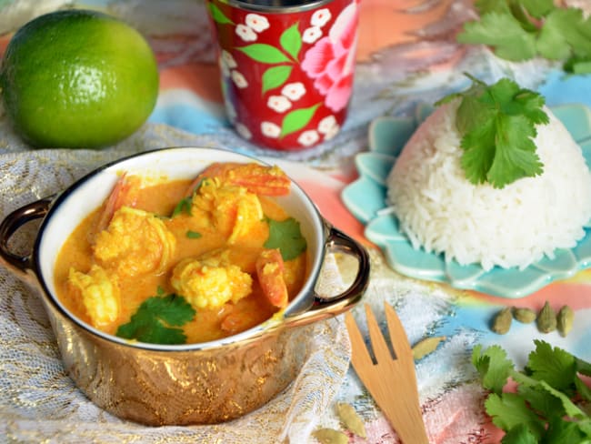 Curry de gambas à la noix de coco fraiche