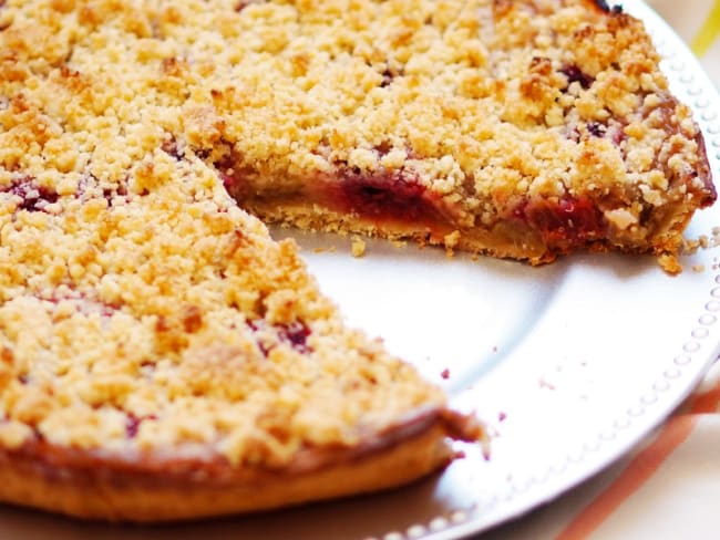 Tarte rhubarbe - framboises façon crumble