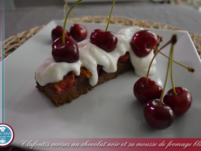 Clafoutis cerises au chocolat noir et fromage blanc