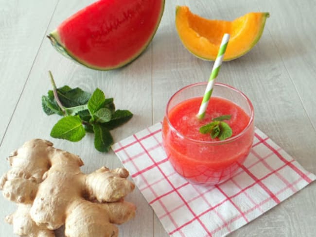 Gaspacho melon, pastèque et gingembre