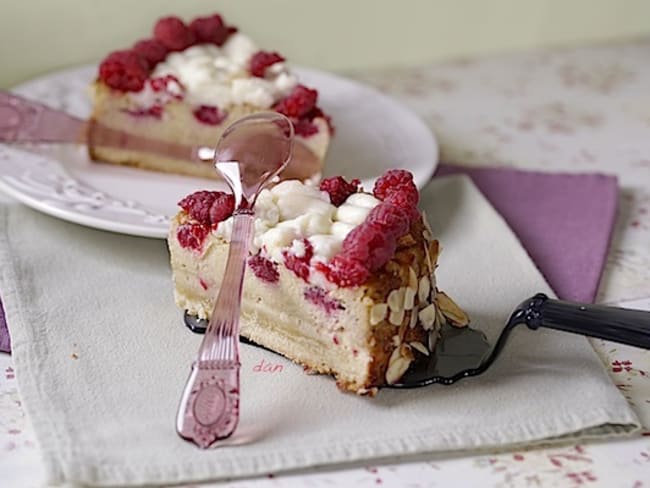 Shortbread aux framboises amandes et crème diplomate