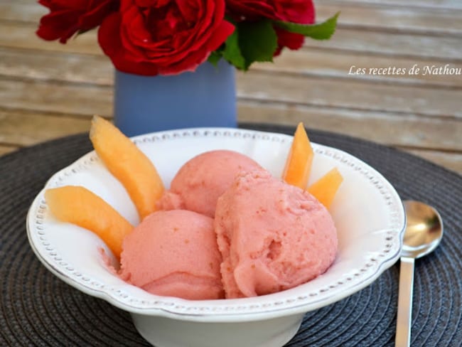 Sorbet à la fraise et au melon