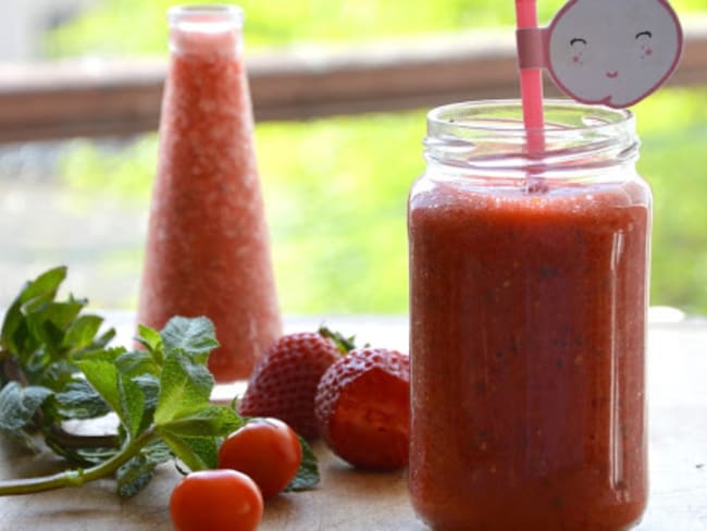 Smoothie Fraises, Tomates cerises et Menthe