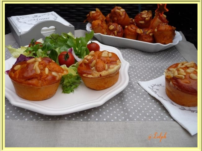 Muffins à la Tomate, Lardons, Comté et Basilic