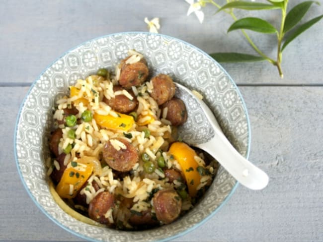 Riz sauté aux saucisses chinoises à la citronnelle