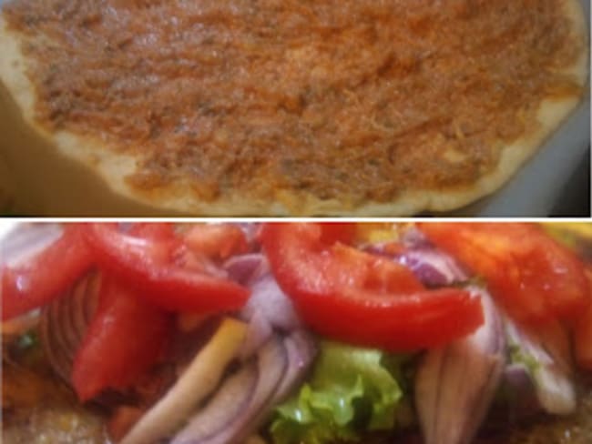 Pizza turque à la viande hachée Lahmacun (Turquie, Arménie, Liban)