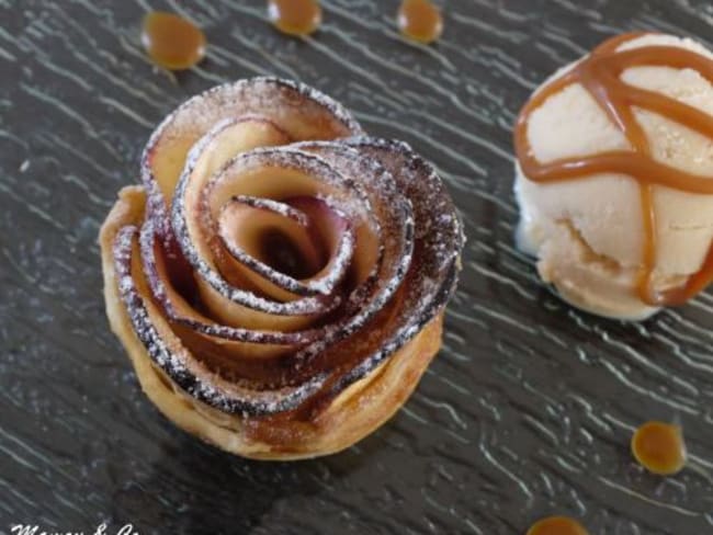 Roses de pommes au caramel beurre salé