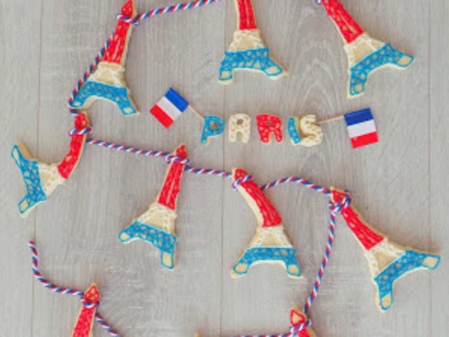 Sablés shortbread Tour Eiffel décorés pour le 14 juillet