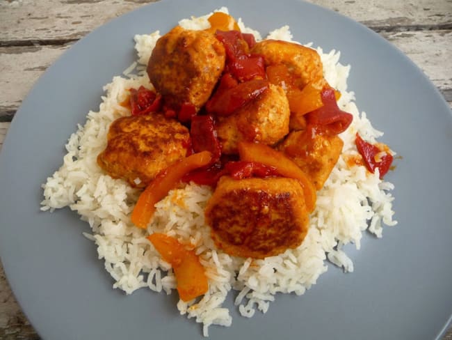 Boulettes de poulet tomate-poivron