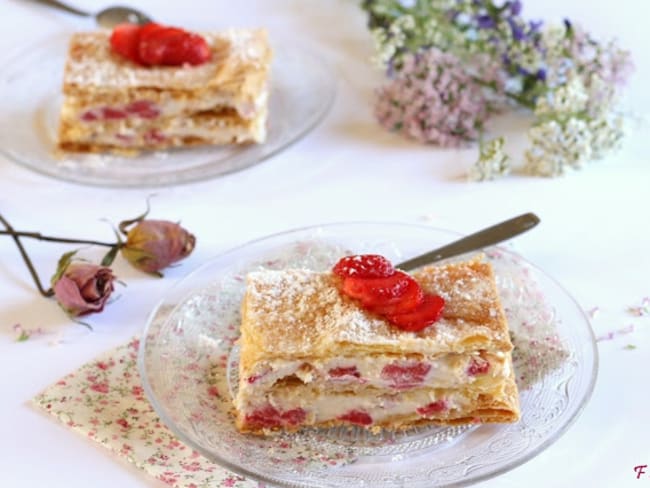 Mille feuille aux fraises et mascarpone