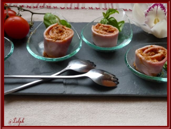 Roulades de jambon au pesto de tomates