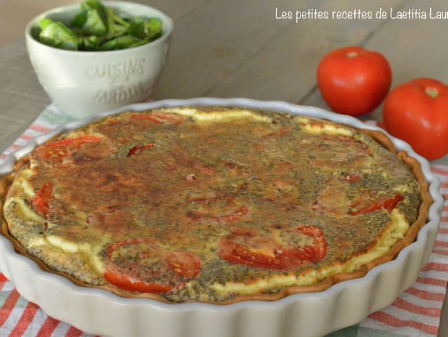 Quiche aux tomates grappes, ricotta et olives vertes