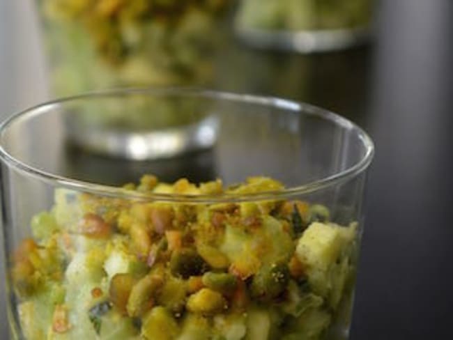 Verrine concombre, pomme granny, avocat