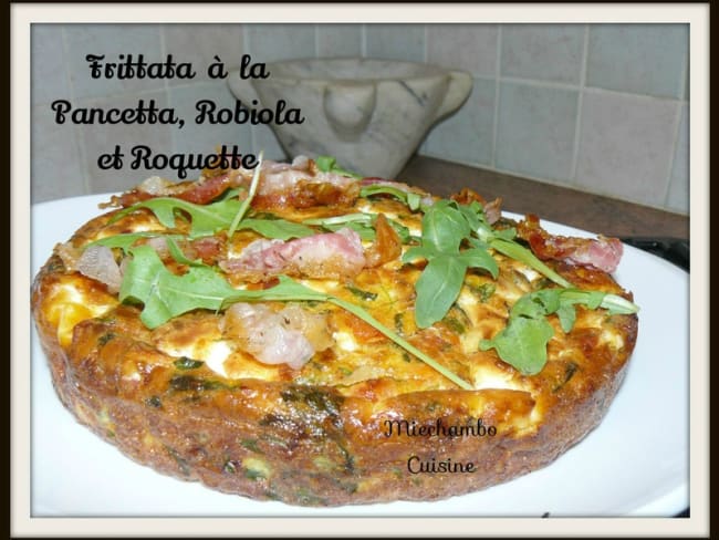 Frittata à la pancetta, robiola et roquette