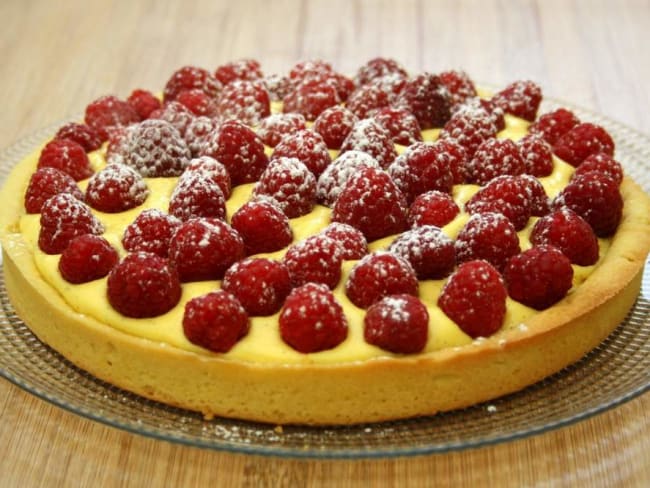 Tarte au mascarpone et framboises