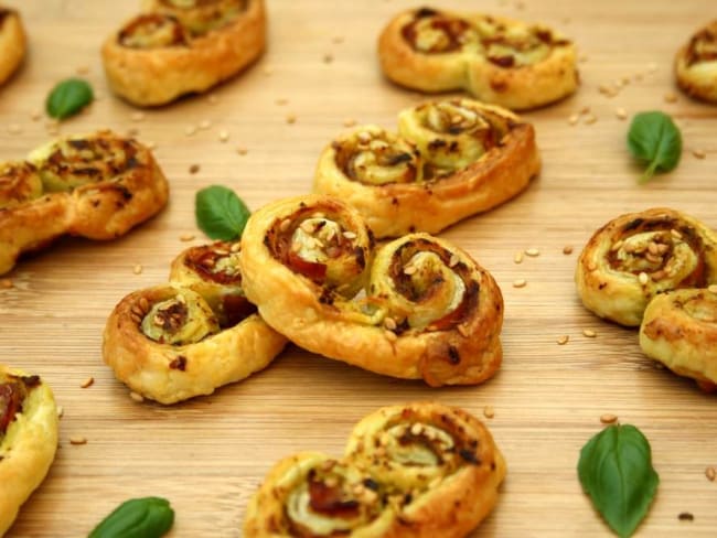 Palmiers salés pesto et jambon cru