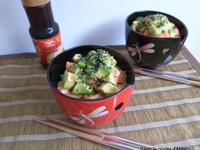 Chirashi saumon, avocat