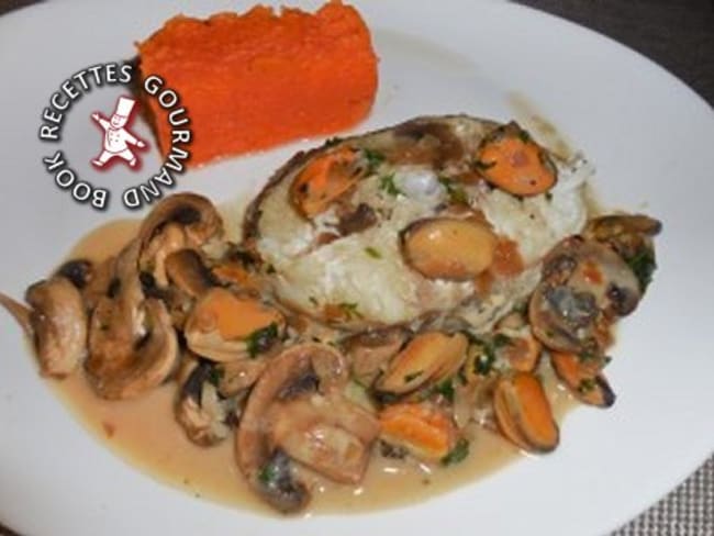 Darnes de cabillaud et moules sauce forestière