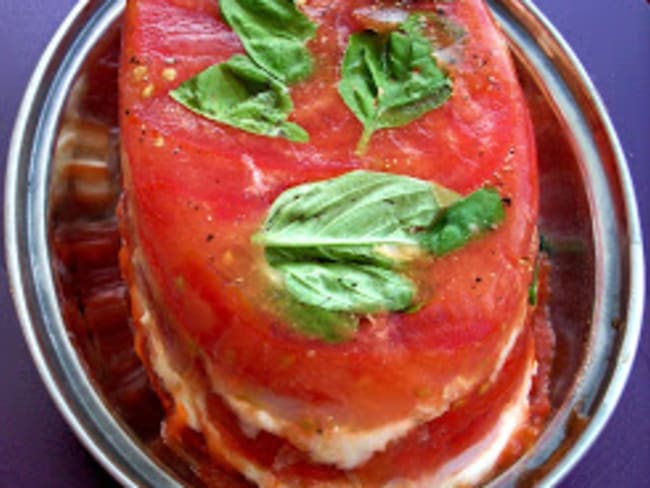 Terrine tomates mozza et basilic