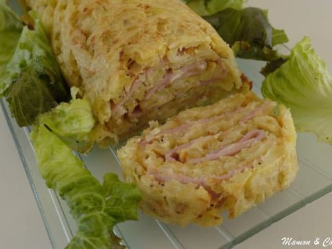 Roulé de pommes de terre au jambon