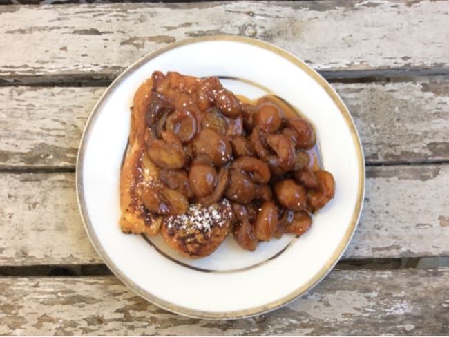 Brioche perdue à la compotée de mirabelles