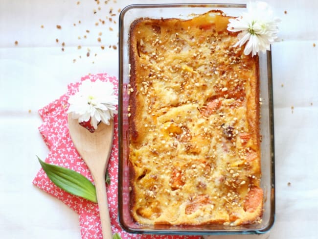 Clafoutis aux abricots et aux pêches sans gluten