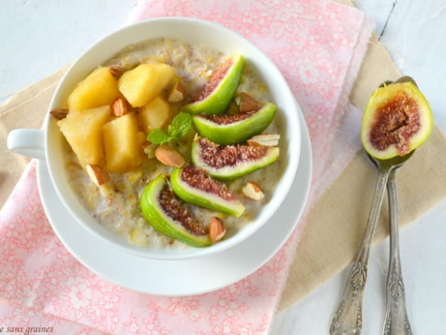 Porridge sans gluten, sans lactose {figues-pommes-amandes}