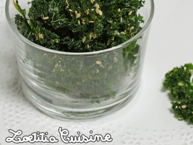 Chips de Kale, érable, sésame et piment d’Espelette