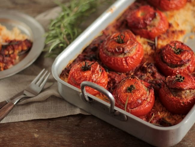 Tomates Farcies au Veau Herbes et Riz