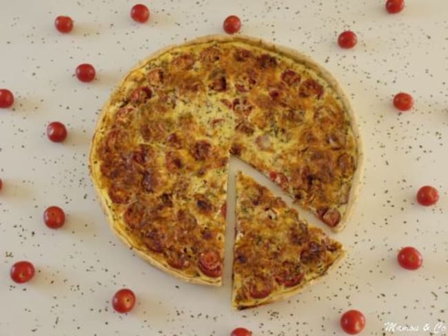 Tarte au pesto et aux tomates cerises