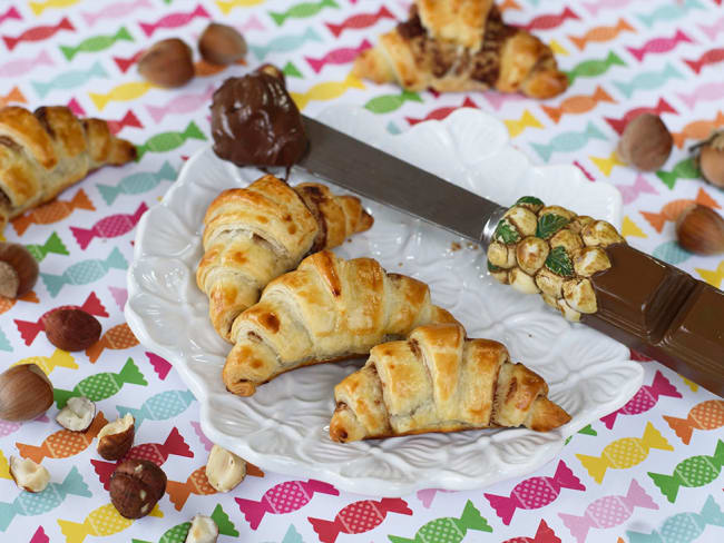 Mini croissants nutella noisettes