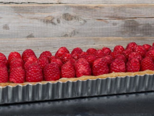 Tarte rectangle aux framboises