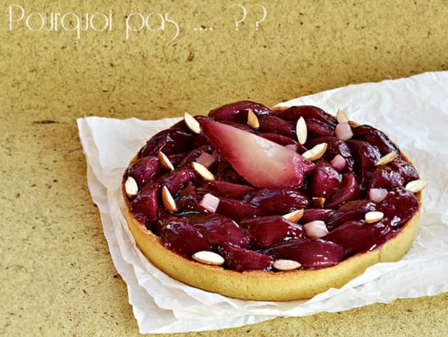 Tarte poires au vin amandes