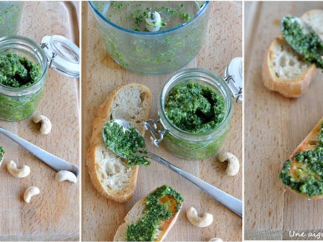 Pesto de fanes de carottes aux noix de cajou