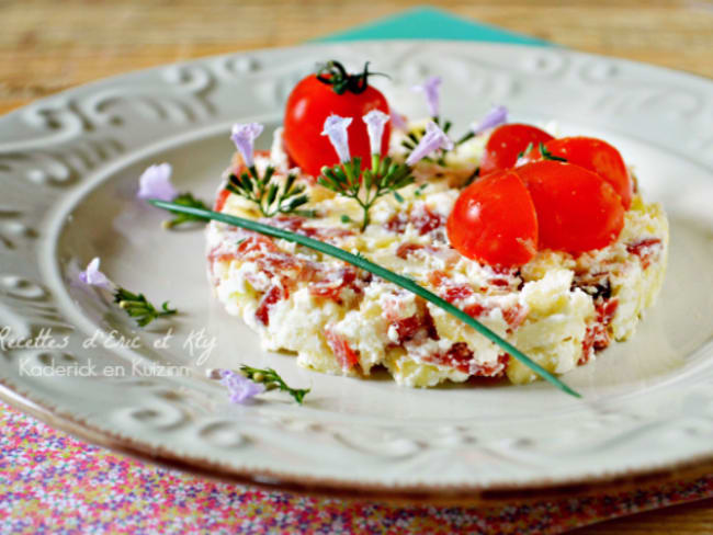 Tartare facile de pomme, pata negra, tomates cerises et brousse Corse